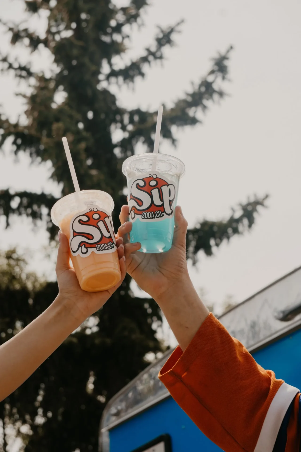 orange and blue dirty soda